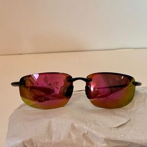 NEW in box Maui Jim HOOKIPA Gloss Black/ Maui Sunrise pink Sunglasses 407-02